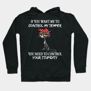 Black Cat Funny If You Want Me To Control My Temper Hoodie